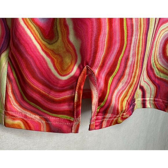 NWT Cider Psychedelic Marble Print Halter Mini Dress – Orange Pink Green XL - Picture 8 of 12